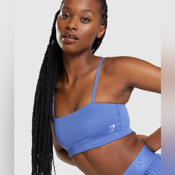 Gymshark BANDEAU SPORTS BRA Light Support Sky Blue Sports Bra Size Medium - Picture 2 of 8